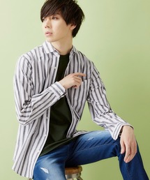 レギュラーカラー ストレッチリネンシャツ L/S (Natural cotton linen fabric)