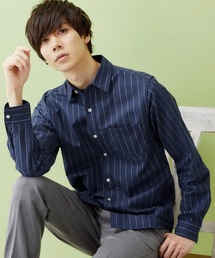 レギュラーカラー ストレッチリネンシャツ L/S (Natural cotton linen fabric)