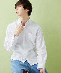 レギュラーカラー ストレッチリネンシャツ L/S (Natural cotton linen fabric)