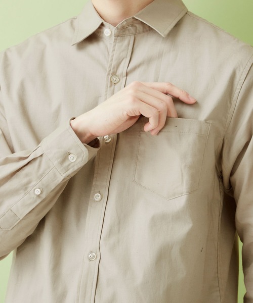 MONO-MART（モノマート）の「レギュラーカラー ストレッチリネンシャツ L/S (Natural cotton linen fabric)（シャツ/ブラウス・メンズ・ブラック/ベージュ/ネイビー/ブラウン/オフホワイト/ブラック系その他/グリーン系その他/ブルー系その他/オレンジ系その他・S/M/L）」の11枚目の写真