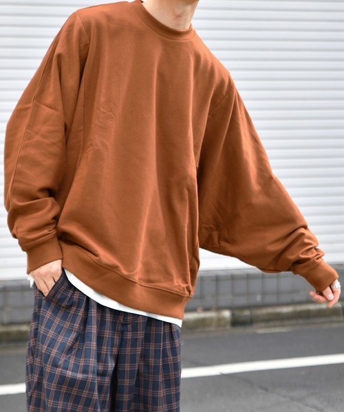 kutir（クティール）の「裏毛ドルマンスリーブスウェット/トレーナー（スウェット・メンズ・チャコールグレー/パープル/グレー/オレンジ/グリーン・MEDIUM/LARGE）」の5枚目の写真