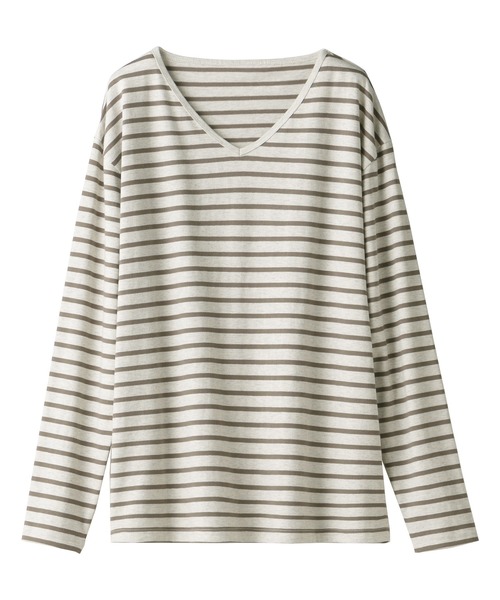 BELLUNA(ベルーナ)の「綿100%Vネックプルオーバー(Tシャツ/カットソー・レディース・モカ/ブルー系その他/ベージュ系その他/オートミール/マスタード/ネイビー/ブラック・MEDIUM/LARGE/X-LARGE)」の5枚目の写真