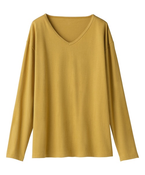 BELLUNA(ベルーナ)の「綿100%Vネックプルオーバー(Tシャツ/カットソー・レディース・モカ/ブルー系その他/ベージュ系その他/オートミール/マスタード/ネイビー/ブラック・MEDIUM/LARGE/X-LARGE)」の1枚目の写真