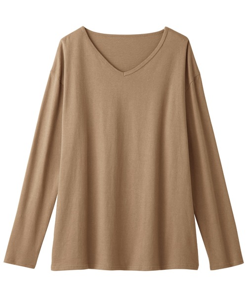 BELLUNA(ベルーナ)の「綿100%Vネックプルオーバー(Tシャツ/カットソー・レディース・モカ/ブルー系その他/ベージュ系その他/オートミール/マスタード/ネイビー/ブラック・MEDIUM/LARGE/X-LARGE)」の9枚目の写真