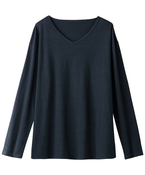 BELLUNA(ベルーナ)の「綿100%Vネックプルオーバー(Tシャツ/カットソー・レディース・モカ/ブルー系その他/ベージュ系その他/オートミール/マスタード/ネイビー/ブラック・MEDIUM/LARGE/X-LARGE)」の11枚目の写真