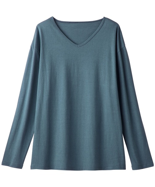 BELLUNA(ベルーナ)の「綿100%Vネックプルオーバー(Tシャツ/カットソー・レディース・モカ/ブルー系その他/ベージュ系その他/オートミール/マスタード/ネイビー/ブラック・MEDIUM/LARGE/X-LARGE)」の12枚目の写真
