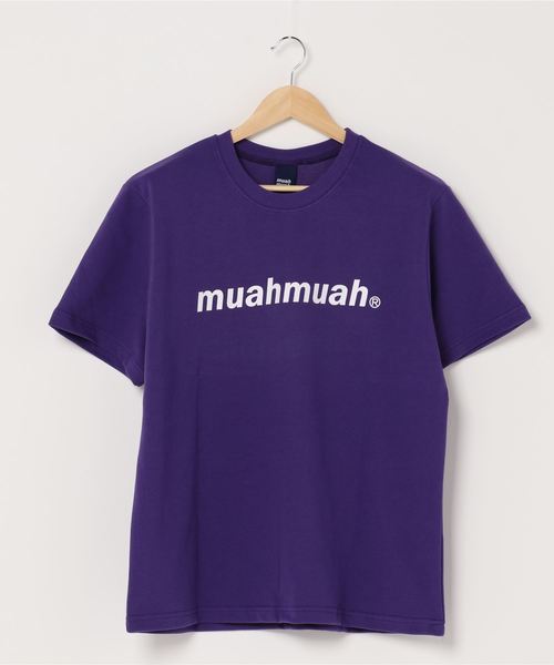 muahmuah（ムーアムーア）の「『muah muah』LOWER PRINTING HALF  T-SHIRT/ブランド英字ロゴ オーバーサイズ半袖Tシャツ/カットソー（Tシャツ/カットソー・レディース・ホワイト/ブラック/ブルー/マスタード/ライトパープル/パープル・FREE）」の4枚目の写真