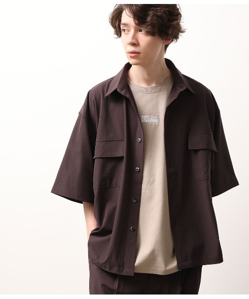 JUNRED(ジュンレッド)の「【AIR DRY/エアドライ】モンスタービッグシャツ【SETUP可能】(シャツ/ブラウス・メンズ・ブラック/ダークブラウン/ベージュ・M/L)」の2枚目の写真