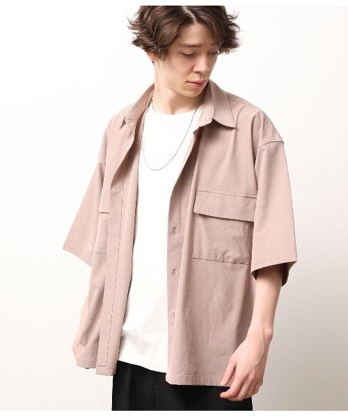 JUNRED(ジュンレッド)の「【AIR DRY/エアドライ】モンスタービッグシャツ【SETUP可能】(シャツ/ブラウス・メンズ・ブラック/ダークブラウン/ベージュ・M/L)」の3枚目の写真