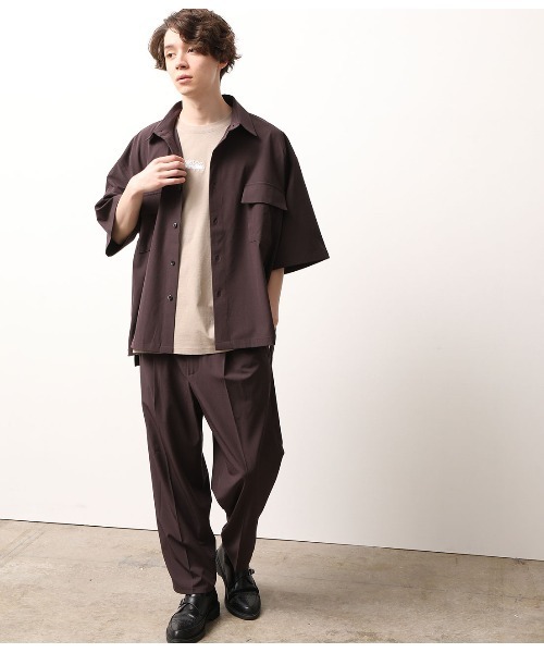 JUNRED(ジュンレッド)の「【AIR DRY/エアドライ】モンスタービッグシャツ【SETUP可能】(シャツ/ブラウス・メンズ・ブラック/ダークブラウン/ベージュ・M/L)」の8枚目の写真