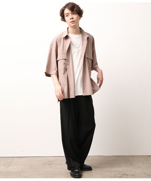 JUNRED(ジュンレッド)の「【AIR DRY/エアドライ】モンスタービッグシャツ【SETUP可能】(シャツ/ブラウス・メンズ・ブラック/ダークブラウン/ベージュ・M/L)」の15枚目の写真