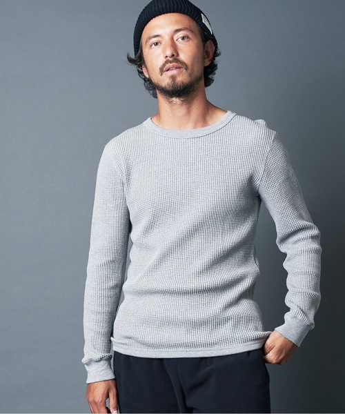 Magine（マージン）の「MILITARY WAFFLE C/N L/S:ミリタリーワッフル クルーネック ニットソー（Tシャツ/カットソー・メンズ・ブラック/ネイビー/グレー/オフホワイト/オリーブ・44/46/48）」の3枚目の写真