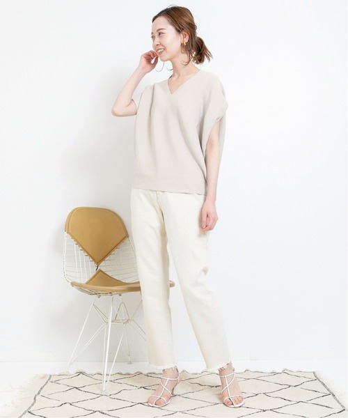 IENA♡コットンストレッチコクーンVネックプルオーバー（ピンク） IENA（イエナ）の「《追加6》コットンストレッチ コクーン V