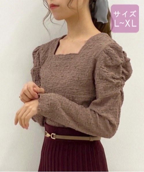 apres jour(アプレジュール)の「【大きいサイズ】クシュクシュクロストップス【ZOZOTOWN限定アイテム】(Tシャツ/カットソー・レディース・ラベンダー/ブルー系その他/アイボリー/モカ・X-LARGE)」の2枚目の写真