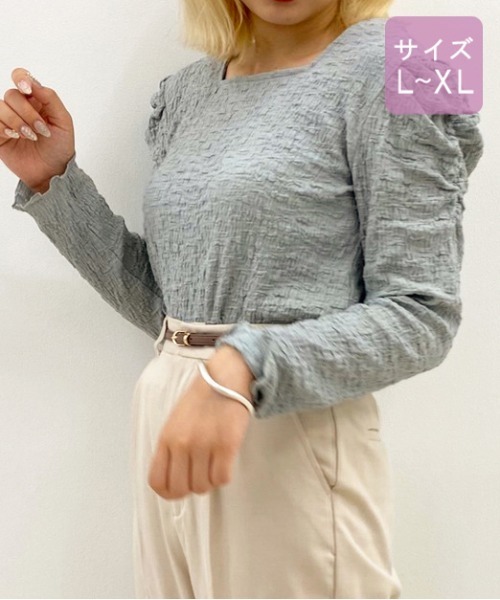 apres jour(アプレジュール)の「【大きいサイズ】クシュクシュクロストップス【ZOZOTOWN限定アイテム】(Tシャツ/カットソー・レディース・ラベンダー/ブルー系その他/アイボリー/モカ・X-LARGE)」の18枚目の写真