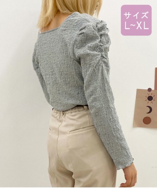 apres jour(アプレジュール)の「【大きいサイズ】クシュクシュクロストップス【ZOZOTOWN限定アイテム】(Tシャツ/カットソー・レディース・ラベンダー/ブルー系その他/アイボリー/モカ・X-LARGE)」の19枚目の写真