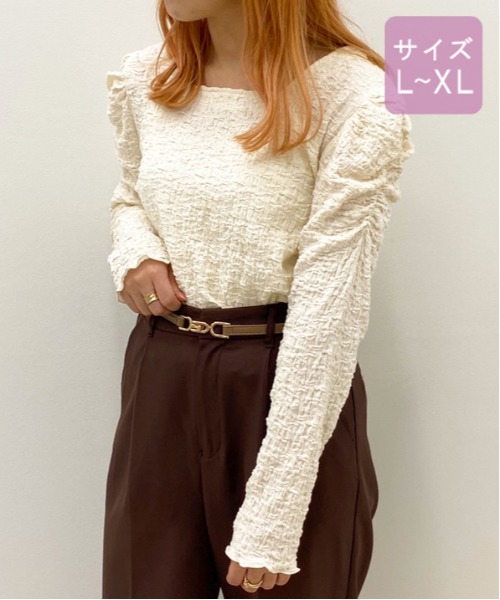 apres jour(アプレジュール)の「【大きいサイズ】クシュクシュクロストップス【ZOZOTOWN限定アイテム】(Tシャツ/カットソー・レディース・ラベンダー/ブルー系その他/アイボリー/モカ・X-LARGE)」の6枚目の写真