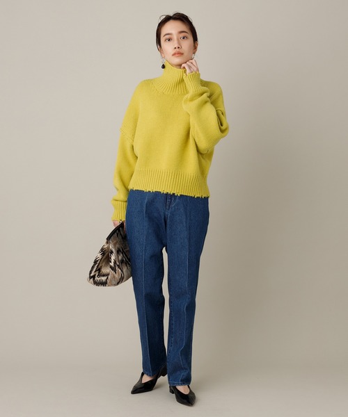 ADAM ET ROPE'（アダムエロペ）の「【WEB限定】フリンジタートルショートプルオーバー（ニット/セーター・レディース・ネイビー/イエロー/ライトグリーン/ベージュ系その他・FREE）」の17枚目の写真