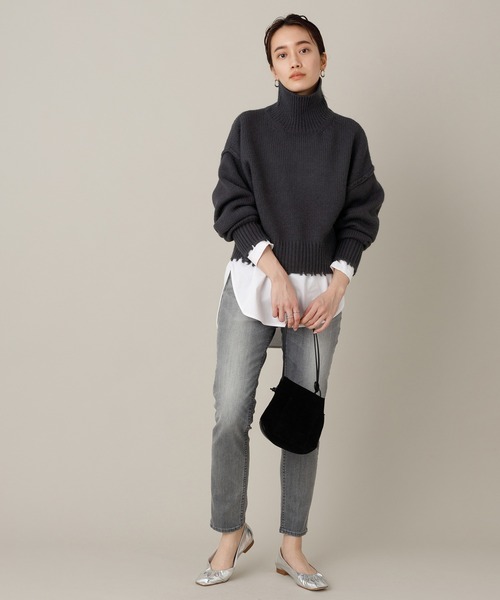 ADAM ET ROPE'（アダムエロペ）の「【WEB限定】フリンジタートルショートプルオーバー（ニット/セーター・レディース・ネイビー/イエロー/ライトグリーン/ベージュ系その他・FREE）」の7枚目の写真