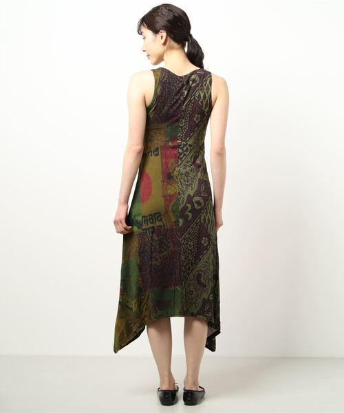 Desigual（デシグアル）の「アシンメトリーAラインロングワンピース NISE（ワンピース・レディース・グリーン/ブルー・SS/L/2L/M/S/3L）」の4枚目の写真