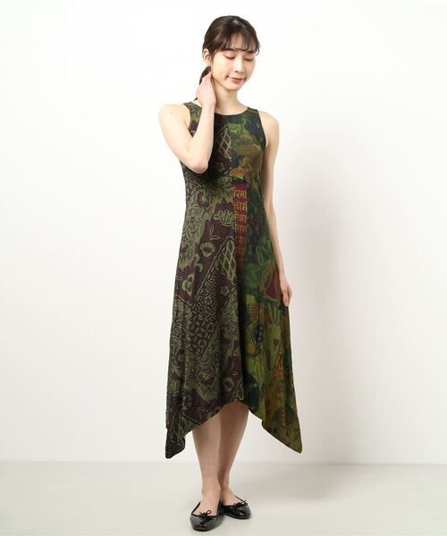 Desigual（デシグアル）の「アシンメトリーAラインロングワンピース NISE（ワンピース・レディース・グリーン/ブルー・SS/L/2L/M/S/3L）」の11枚目の写真