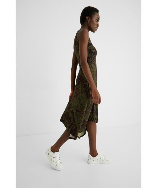 Desigual（デシグアル）の「アシンメトリーAラインロングワンピース NISE（ワンピース・レディース・グリーン/ブルー・SS/L/2L/M/S/3L）」の6枚目の写真