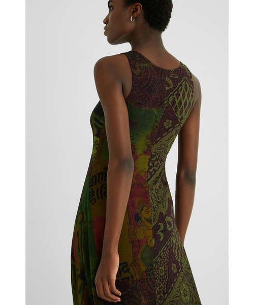 Desigual（デシグアル）の「アシンメトリーAラインロングワンピース NISE（ワンピース・レディース・グリーン/ブルー・SS/L/2L/M/S/3L）」の9枚目の写真