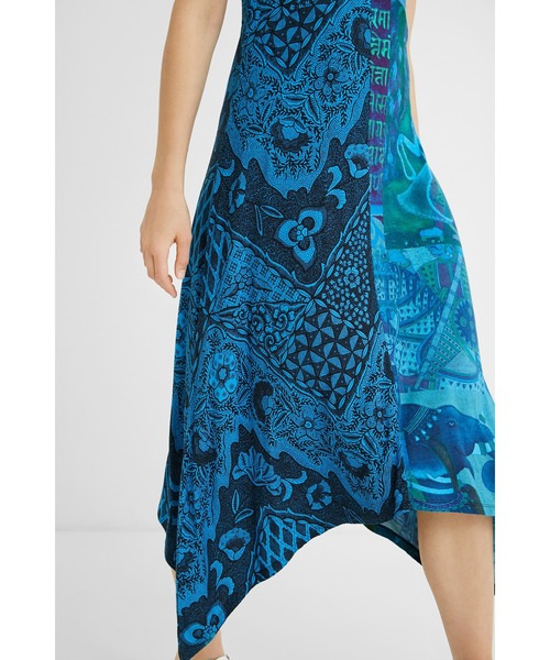 Desigual（デシグアル）の「アシンメトリーAラインロングワンピース NISE（ワンピース・レディース・グリーン/ブルー・SS/L/2L/M/S/3L）」の14枚目の写真