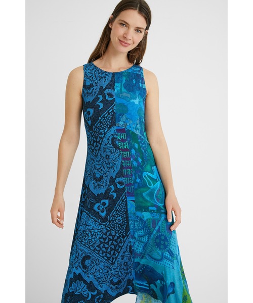 Desigual（デシグアル）の「アシンメトリーAラインロングワンピース NISE（ワンピース・レディース・グリーン/ブルー・SS/L/2L/M/S/3L）」の16枚目の写真