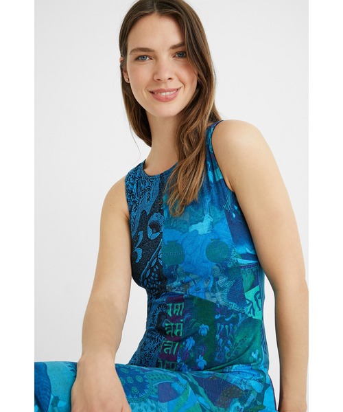 Desigual（デシグアル）の「アシンメトリーAラインロングワンピース NISE（ワンピース・レディース・グリーン/ブルー・SS/L/2L/M/S/3L）」の15枚目の写真