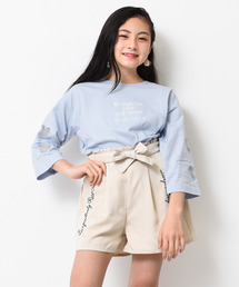 RiCO SUCRE（リコシュクレ）の「オーガンジーハート七分袖Tシャツ（Tシャツ/カットソー）」