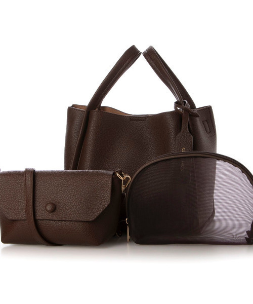 cache cache(カシュ カシュ)の「カシュカシュ cachecache / ミニショルダー付きソフトレザー調ミニトートバッグ(トートバッグ・レディース・ブラック/ベージュ系その他/サックスブルー/アイボリー/キャメル/グリーン/ワイン/ブラウン/グレー系その他/ホワイト系その他/ブラック系その他/ゴールド/シルバー/ダークグレー/チョコ・FREE)」の9枚目の写真