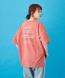 CUBE SUGAR | 天竺 汗ジミ防止加工 ロゴプリント ビッグＴシャツ(Tシャツ/カットソー)