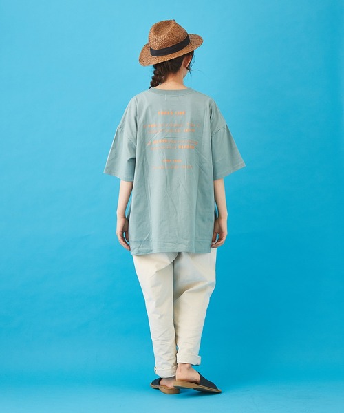 CUBE SUGAR（キューブシュガー）の「天竺 汗ジミ防止加工 ロゴプリント ビッグＴシャツ（Tシャツ/カットソー・レディース・トップグレー/イエロー/サックスブルー/ピンク/マルチ・M）」の17枚目の写真