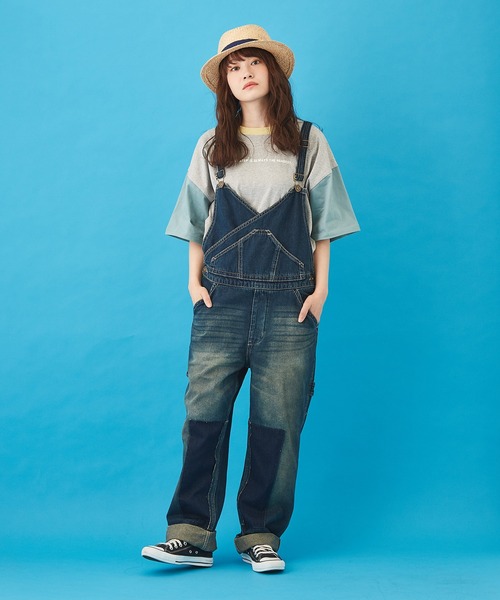 CUBE SUGAR（キューブシュガー）の「天竺 汗ジミ防止加工 ロゴプリント ビッグＴシャツ（Tシャツ/カットソー・レディース・トップグレー/イエロー/サックスブルー/ピンク/マルチ・M）」の19枚目の写真