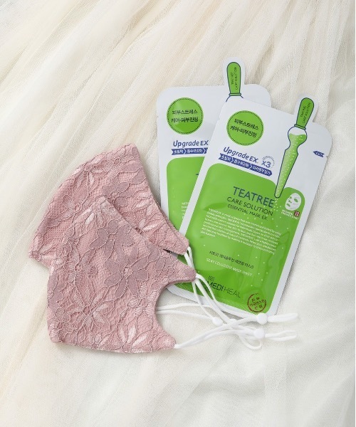 sakishimatokyo（サキシマトーキョー）の「【ZOZO限定】サキシマamp「レースマスク＆TEATREEケアソリューションエッセンシャル マスク(2枚入り)」（その他・レディース・ピンク/グレイッシュベージュ・FREE）」の2枚目の写真