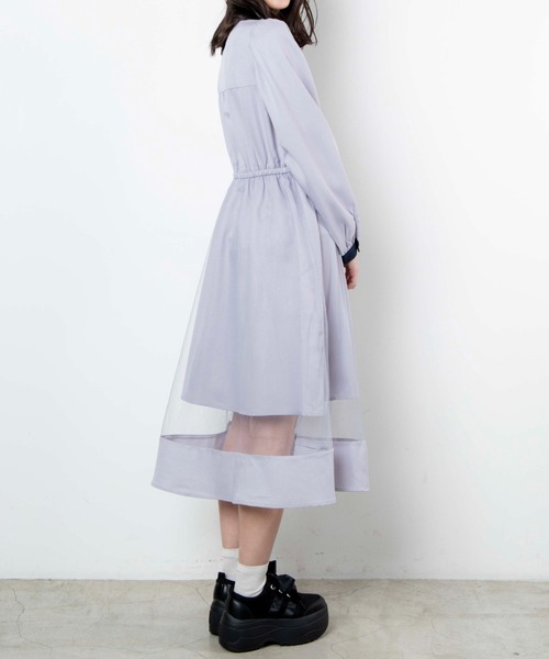 WEGO（ウィゴー）の「WEGO/エリ配色チュールラインワンピース（ワンピース・レディース・ブラック/ライトパープル・FREE）」の11枚目の写真
