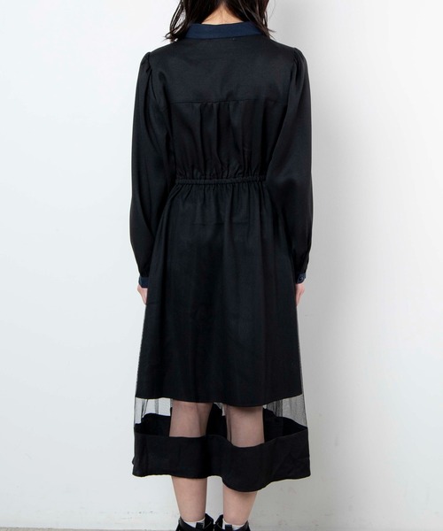 WEGO（ウィゴー）の「WEGO/エリ配色チュールラインワンピース（ワンピース・レディース・ブラック/ライトパープル・FREE）」の15枚目の写真