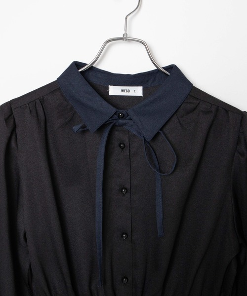 WEGO（ウィゴー）の「WEGO/エリ配色チュールラインワンピース（ワンピース・レディース・ブラック/ライトパープル・FREE）」の19枚目の写真