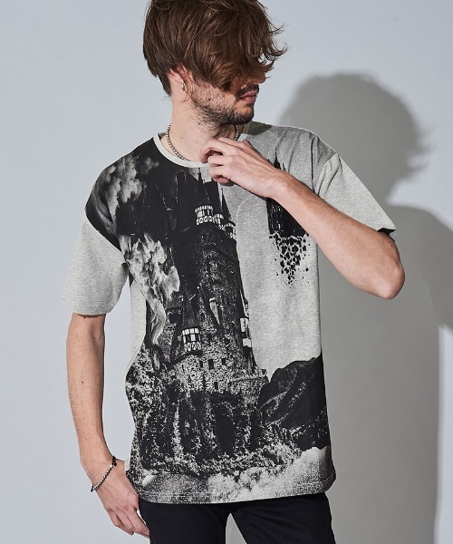 NO ID.(ノーアイディ)の「mt7148- SightプリントT Tシャツ(Tシャツ/カットソー・メンズ・ホワイト/ブラック/グレー・ONE SIZE)」の3枚目の写真