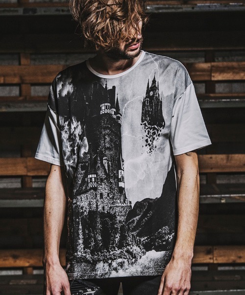 NO ID.(ノーアイディ)の「mt7148- SightプリントT Tシャツ(Tシャツ/カットソー・メンズ・ホワイト/ブラック/グレー・ONE SIZE)」の2枚目の写真