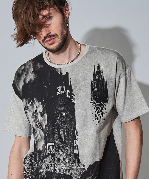 NO ID.(ノーアイディ)の「mt7148- SightプリントT Tシャツ(Tシャツ/カットソー・メンズ・ホワイト/ブラック/グレー・ONE SIZE)」の11枚目の写真