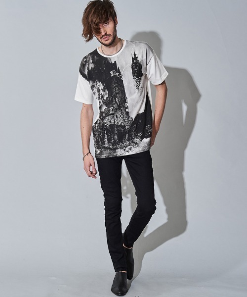 NO ID.(ノーアイディ)の「mt7148- SightプリントT Tシャツ(Tシャツ/カットソー・メンズ・ホワイト/ブラック/グレー・ONE SIZE)」の12枚目の写真
