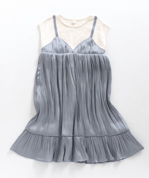 apres les cours（アプレレクール）の「WEB限定 ワッシャーサテンドッキングキャミワンピ（ワンピース・キッズ・ベージュ/ブルー・90cm/110cm/100cm/120cm/130cm/140cm）」の17枚目の写真