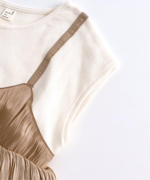 apres les cours（アプレレクール）の「WEB限定 ワッシャーサテンドッキングキャミワンピ（ワンピース・キッズ・ベージュ/ブルー・90cm/110cm/100cm/120cm/130cm/140cm）」の4枚目の写真