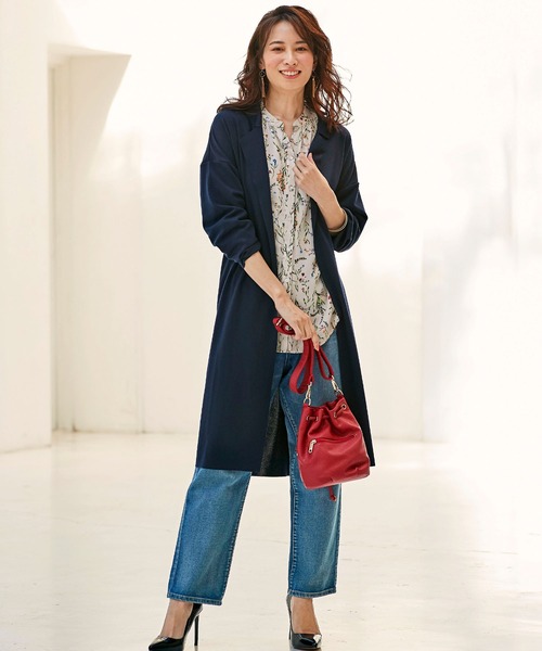 BELLUNA PLUS（ベルーナ）の「ベルト付ロング丈トッパーコート（その他アウター・レディース・ネイビー/グレー/グリーン・MEDIUM/X-LARGE/LARGE）」の22枚目の写真