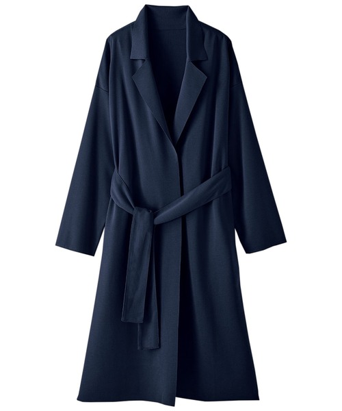 BELLUNA PLUS（ベルーナ）の「ベルト付ロング丈トッパーコート（その他アウター・レディース・ネイビー/グレー/グリーン・MEDIUM/X-LARGE/LARGE）」の6枚目の写真
