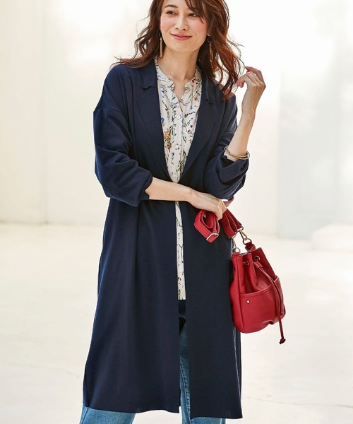 BELLUNA PLUS（ベルーナ）の「ベルト付ロング丈トッパーコート（その他アウター・レディース・ネイビー/グレー/グリーン・MEDIUM/X-LARGE/LARGE）」の21枚目の写真