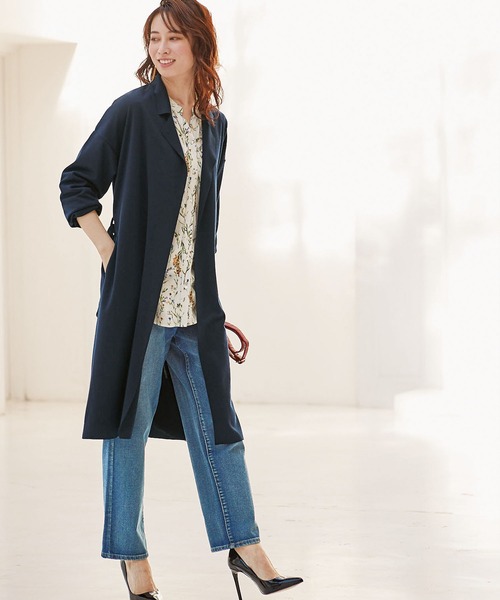 BELLUNA PLUS（ベルーナ）の「ベルト付ロング丈トッパーコート（その他アウター・レディース・ネイビー/グレー/グリーン・MEDIUM/X-LARGE/LARGE）」の19枚目の写真