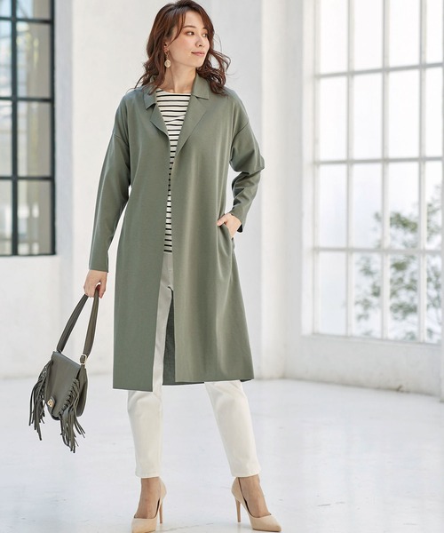 BELLUNA PLUS（ベルーナ）の「ベルト付ロング丈トッパーコート（その他アウター・レディース・ネイビー/グレー/グリーン・MEDIUM/X-LARGE/LARGE）」の15枚目の写真